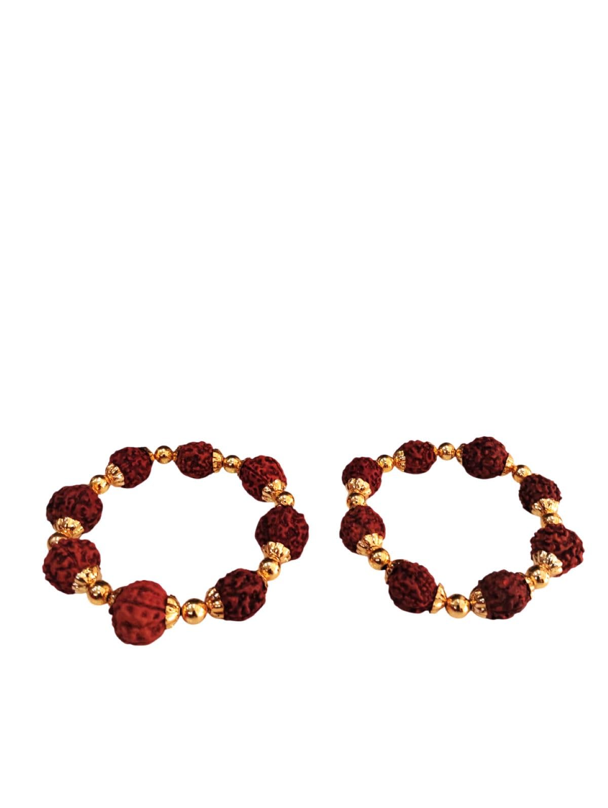 BookMyCostume Natural Brown Rudraksh Golden Plated Rudraksha Jewellery Set with Golden Beads – Rudraksha Mala for Ramleela, Festivals & Spiritual Events | Ideal for Kids & Adults - Image 5 thumbnail