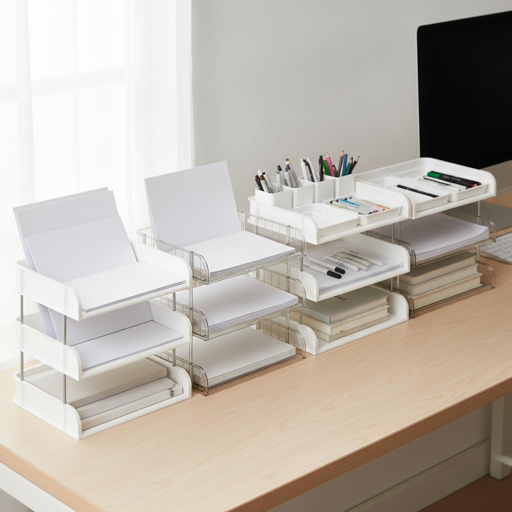 Organizador Escritorio, Estantería, Transparente 4, 40cm
