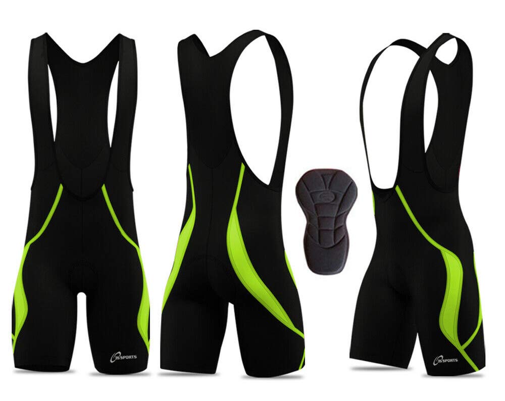 3S SPORTS Men's Cycling Bib Shorts Cool Max Padded Tights Racing Biking Sports Bibs Short Summer Bicycle Apparel Clothing Black/Fluorescent