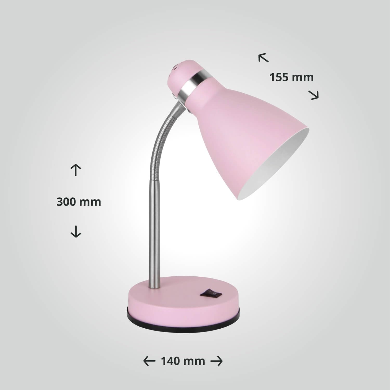 LED Universum Lampa stołowa jaśmin do LED E27 źródło światła maks. 40 W (nie wchodzi w zakres dostawy) lampka do czytania lampa do pokoju dziecięcego, lampa biurkowa metalowa, 1,5 m kabel