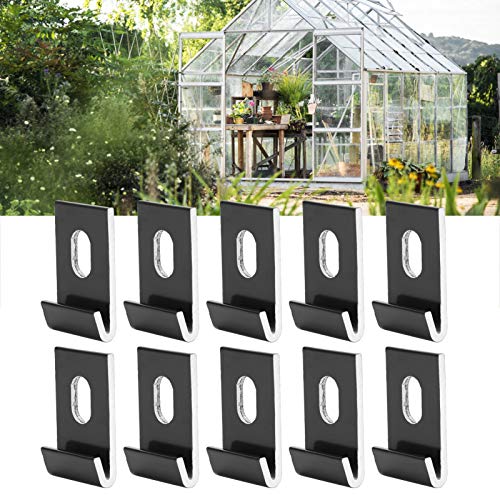10Pcs Base Clips, Greenhouse Attaches Aluminium Fixings Hooks for Greenhouse (Black) - Image 4