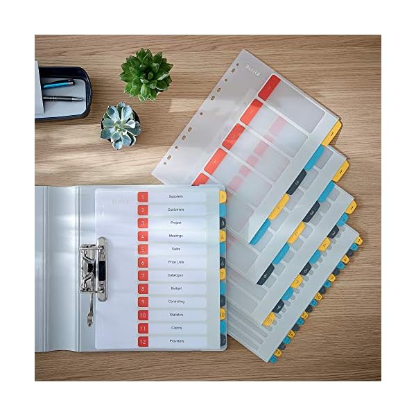 Leitz PC-beschriftbares Register in A4 Format, 1-5, Robust, Mehrfarbig, Cosy-Serie, 12400000 – Bild 4