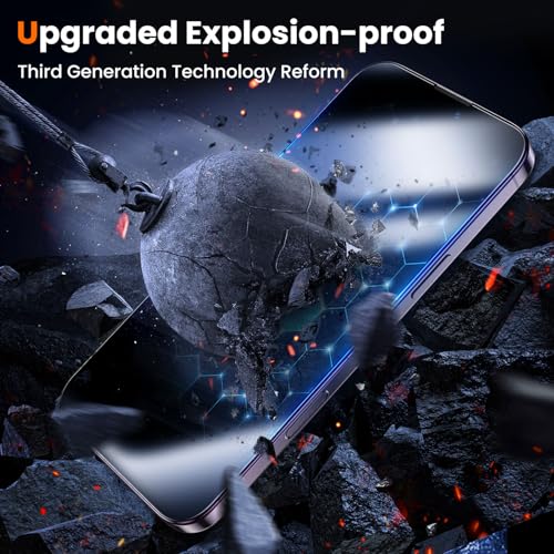 Image of UniqueMe for iPhone 14 Pro Screen Protector - [Military Grade Shatterproof & 9H+ Hardness] Screen Protector 14 Pro Tempered Glass Full Coverage Protection, Easy Installation, 2 Packs
