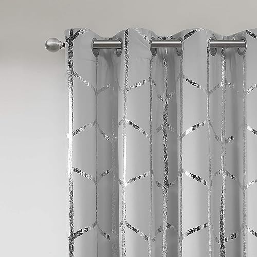 Intelligent Design Raina Total Blackout Metallic Print Grommet Top Single Curtain Panel Thermal Insulated Light Blocking Drape for Bedroom Living Room and Dorm 1 Piece - Image 4