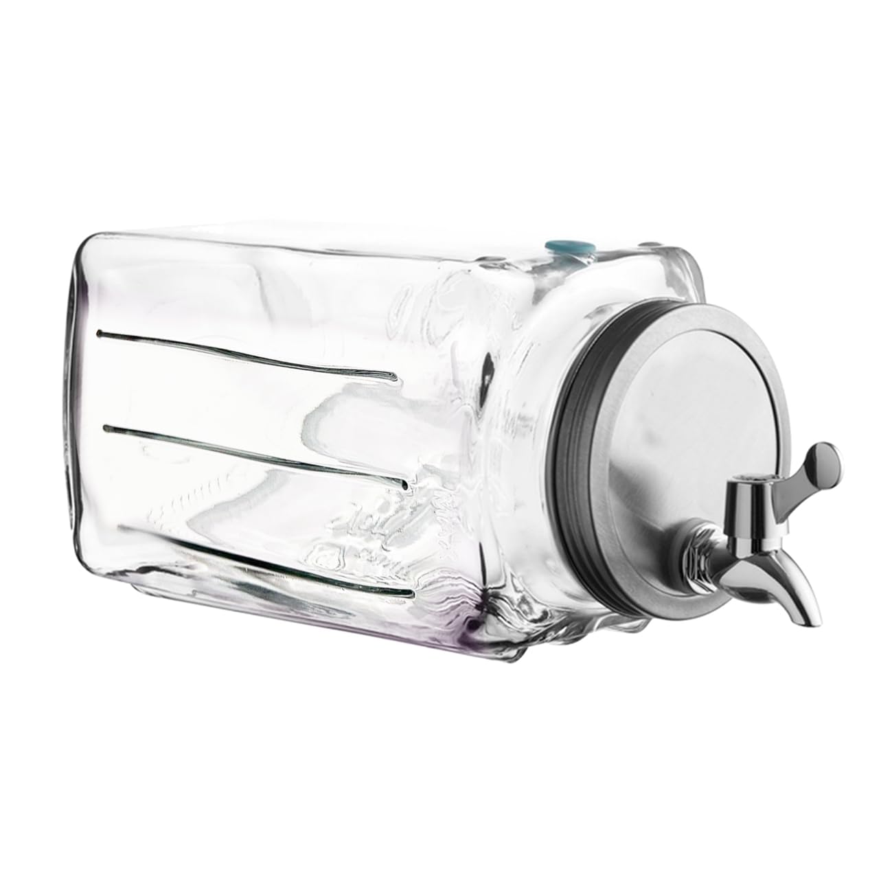 Dispensador de Bebidas con Grifo 3L, Recipiente Transparente de Cristal, Botella Bebidas de Vidrio con Tapa y Cierre Giratorio, Resistente al calor - Longitud 32.5 x Profundidad 13.5 x Altura 32.5cm