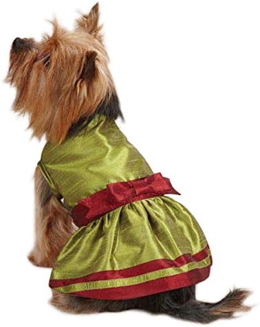 East Side Collection ZM3909 12 43 Holiday Shimmer Dress for Dogs, Small, Green