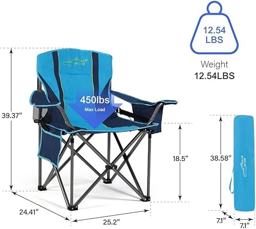 FAIR WIND 2 Pack Oversized Fully Padded Camping Chair with Lumbar Support の商品画像 2