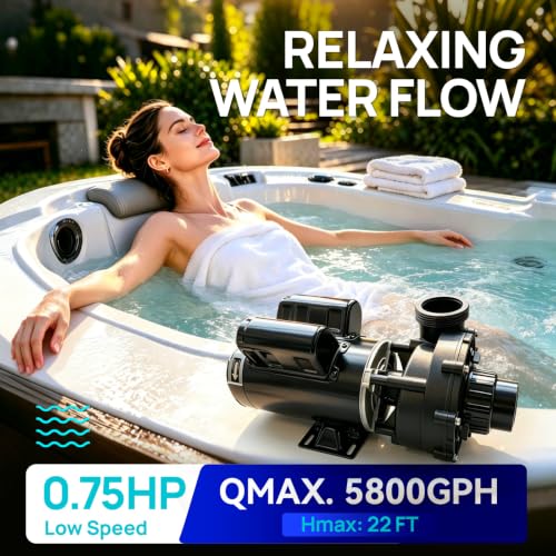 Image of Aquastrong Spa Pump, 4HP Dual Speed Hot Tub Pump, 56 Frame, Up to 14,000 GPH, 230V Durable Motor, Easy Installation, Compatible with Most Hot Tubs & Spa Systems