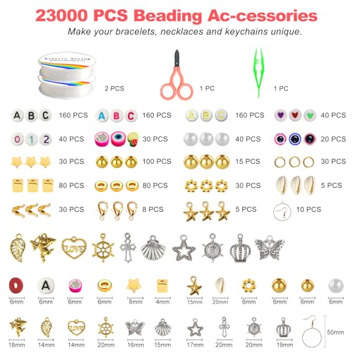 Redtwo CLAY BEADS-23000 Pcs Clay Beads Bracelet Making Kit 144 Colors 7 Boxes Flat Polymer Heishi Beads Set thumb #2