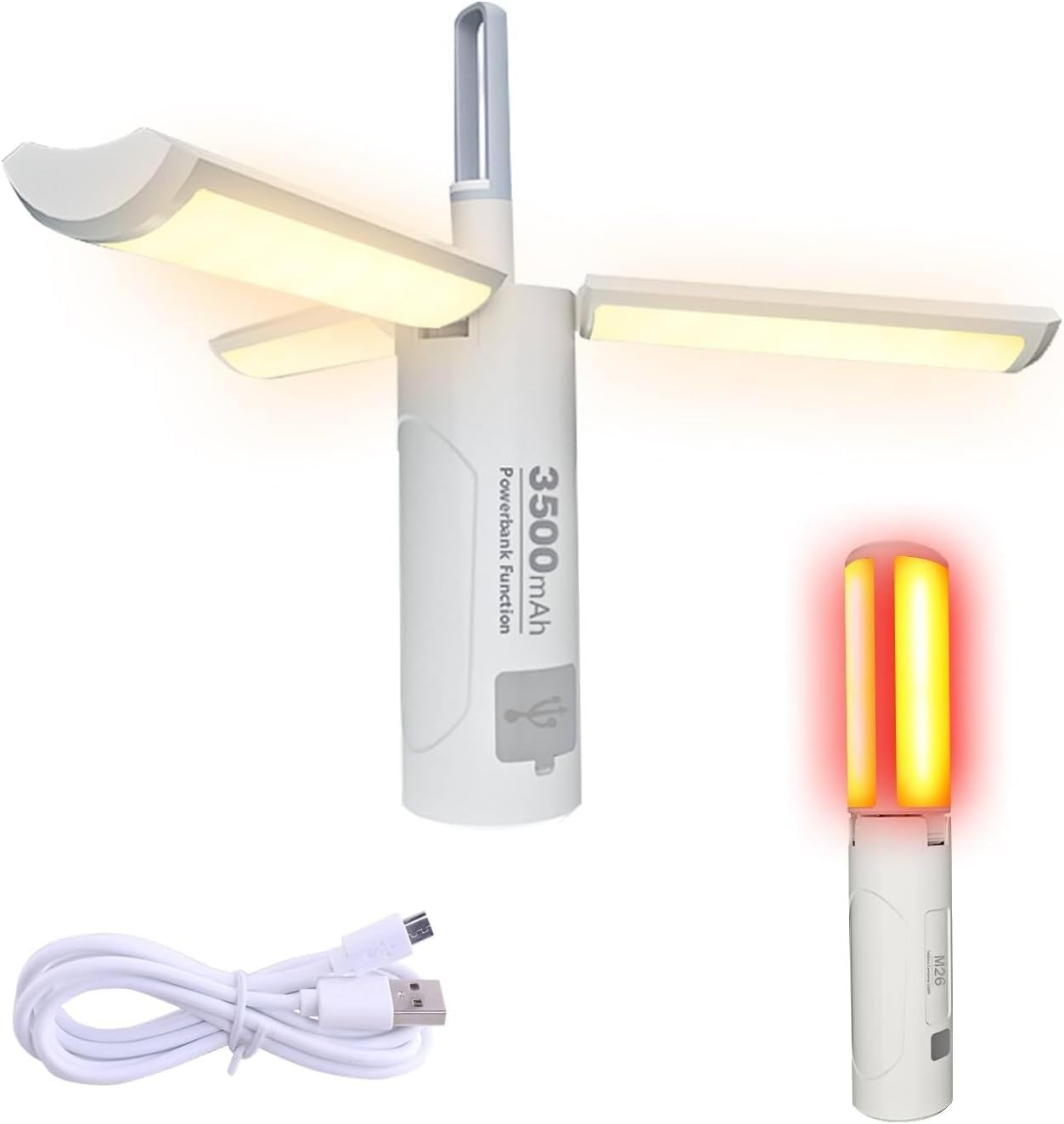 Abhsant Folding LED Camping Lantern Flashlight, USB Rechargeable Collapsible Waterproof Tent Lights w/Magnetic Hanging Power Bank for Hurricanes Emergency Power Outages Indoor Outdoor