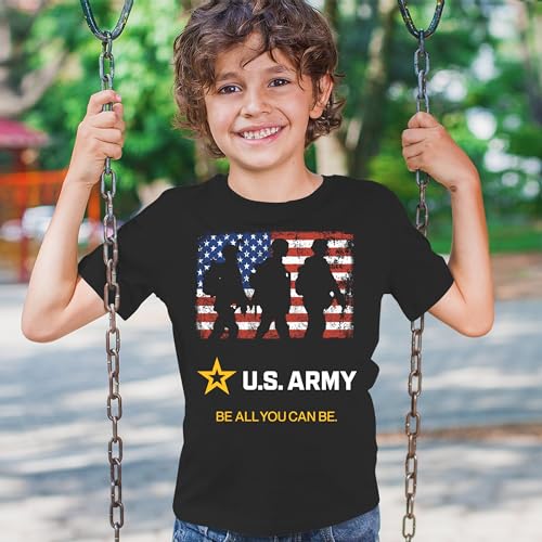US Army Be All You Can Be Youth T-Shirt American Flag Military Veteran DD 214 Patriotic Armed Forces Licensed Kids4