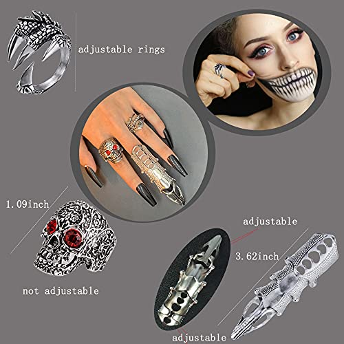 LAKIYOYO 15Pcs Vintage Punk Rings for Men Adjustable Snake Ring Dragon Rings Gothic Knuckle Stacking Finger Rings Jewelry Set2