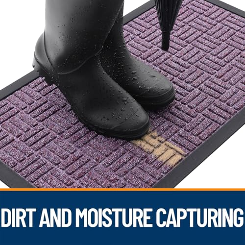 Image of OLANLY Front Door Mat Outside Entrance 71x23, Absorbent, Heavy Duty Sturdy Natural Rubber Doormat Indoor Outdoor, Non-Slip, Stain and Fade Resistant, Low Profile Floor Mat for Entryway, Violet
