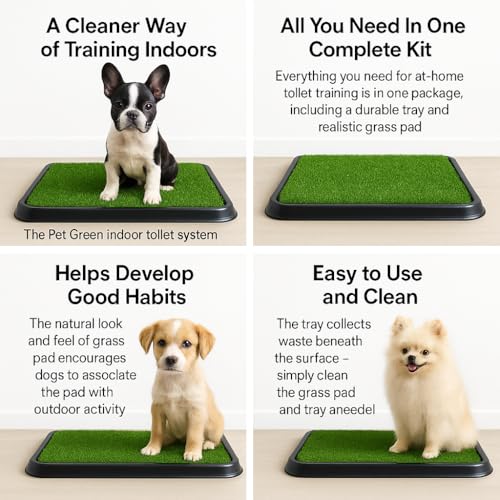 Image of Dog Grass Pad with Tray - Indoor Dog Potty Training Toilet with Artificial Grass Patch for Puppies & Small Dogs - Washable Puppy Litter Box with Refill Pads Available (Dog Grass with Tray)