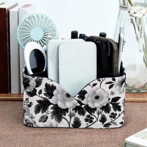 Boîte de rangement fleurs noires et blanches polyvalente et durable