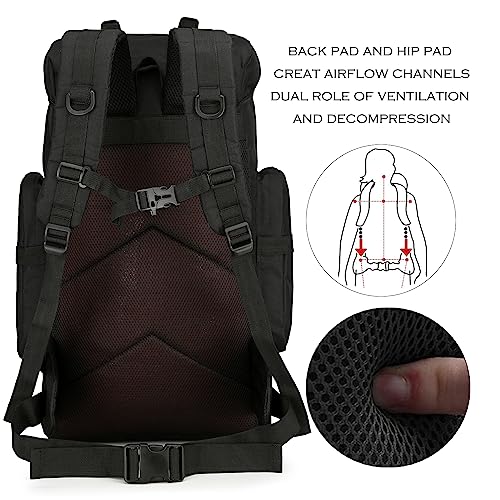 Mochila de Senderismo Militar 45L Negra miniatura 4