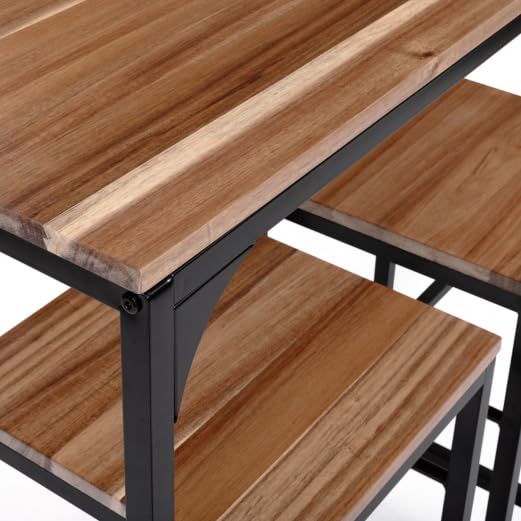 IDMarket – Salón de jardín Panamá Conjunto de bar de mesa alta y 6 taburetes de diseño industrial acacia