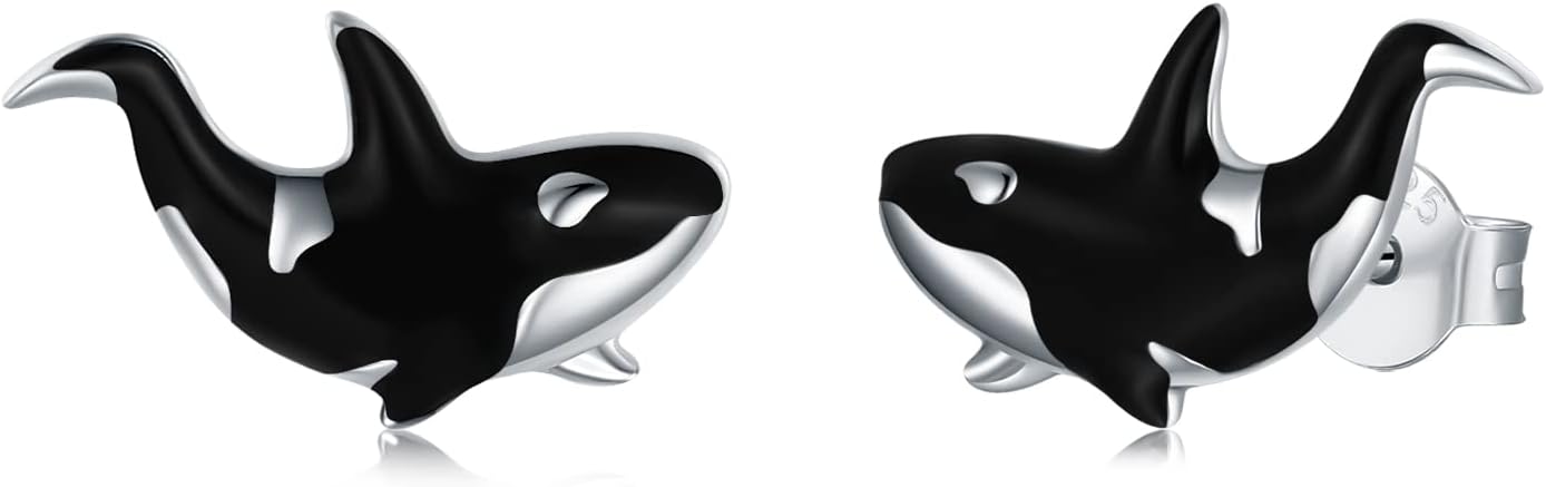 Amazon.com: Silver Orca Killer Whale Earrings - 925 Sterling Silver ...