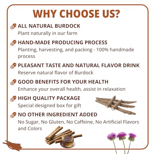 Image of VIDA FARM 125 Burdock Root Tea Bags | Natural Burdock Root, 100% Dried Herbal Tea, Caffeine Free, Sugar Free