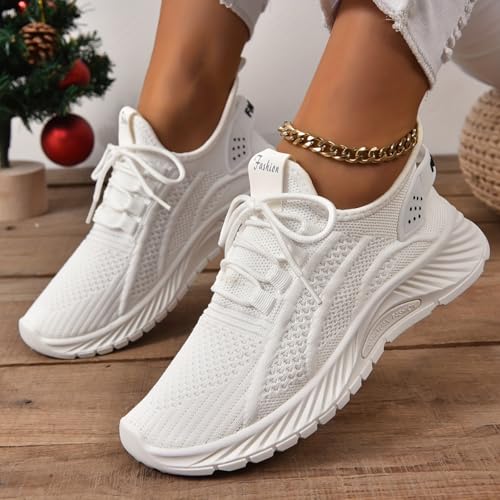 Women's Sports Shoes, Lightweight Lace Up Low Top Running & Tennis Sneakers, Breathable Gym Trainers for Holiday2