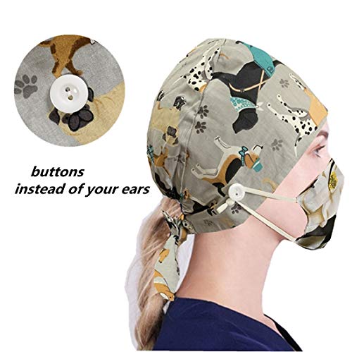 HAOKUN Working Cap with Button and Sweatband Adjustable Bouffant Hats for Women Men - Image 5