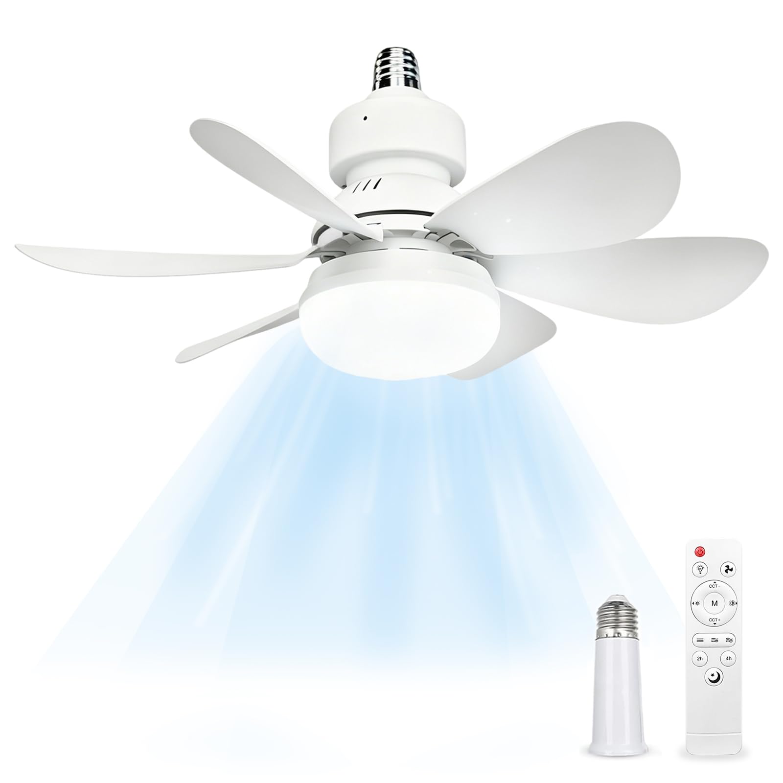 52CM Ceiling Fans with Lights and Remote Control, 40W E27 Screw-In Light Bulb Fan with 3 Speeds & 3 Color, Timer Function, Dimmable 3000K-6500K, Ceiling Fan Light for Bedroom, Living Room, Kitchen