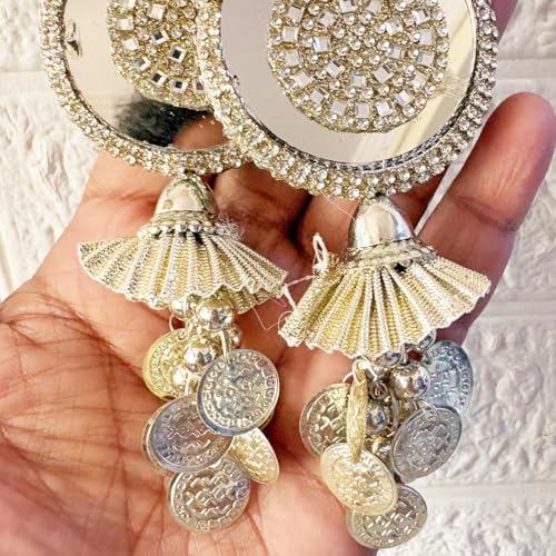 Image of Adikala Craft Store Handmade Ethnic Silk Latkan Tassel Set of 2 for Saree Pallu, Blouse, Suits, Dupatta, Lehenga Decor | Wedding Festival Occasion (Water Gold Mirror)