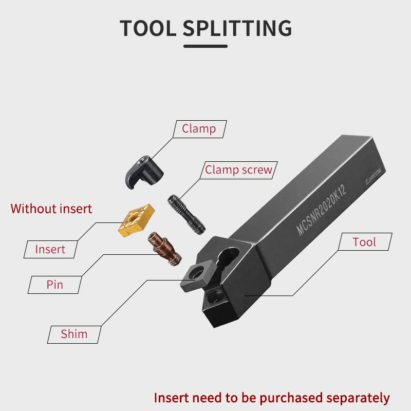 1pc MCSNR Lathe Cutting Tools Set MCSNR2020K12 MCSNR2525M12 External Turning Tool Holder(no Inserts)(MCSNL1616H12)