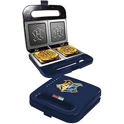 Cacerola Harry Potter Uncanny Brands - Sandwichera Escudo Hogwarts - Impresión del escudo en el sandwich - Enchufe Europeo - Licencia Warner - Harry Potter - Facil de limpiar