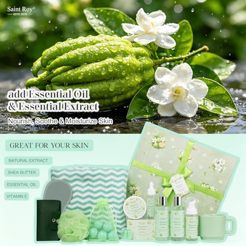 Image of 30 Pcs Spa Gifts for Women & Men, Bergamot Jasmine Bath & Body Gift Basket, Self-Care Relaxation Set, Face Skin Care Kit, Home Spa Gift, Birthday, Christmas, Mother's Day, Anniversary, Cup spa kit