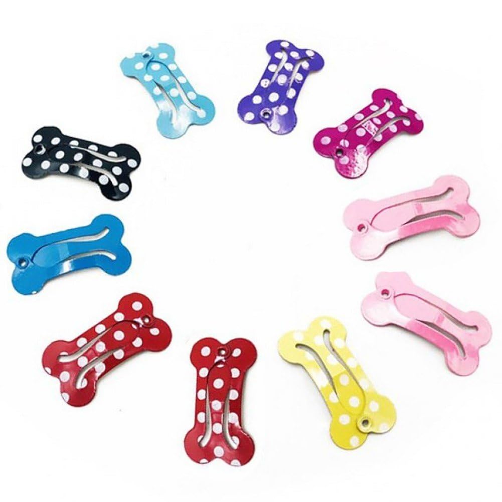 Casiler Random 10Pcs Dog Hair Clips Bone Shape Hairpin Puppy Cat Hair Clips Dog Hair Grooming Clip Pet Hair Accessories
