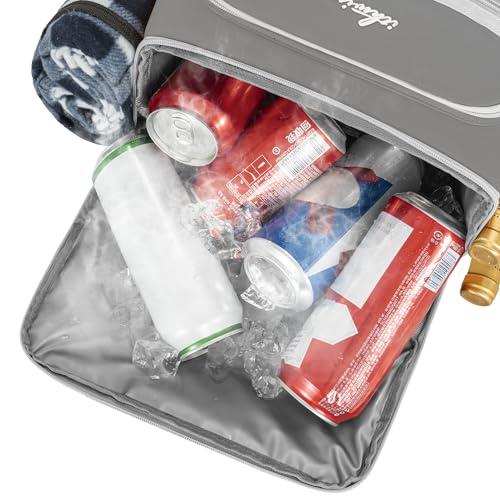 Image of Cooler Backpack, 40 Cans Insulated Lunch Backpack Picnic Backpack for Men&Women, Durable Cooler Bag with 2 Leak Proof Compartments for Picnic, BBQ Camping, Lunch, Beach, Hiking, Gray