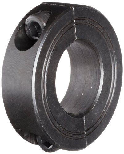 Climax Metals M2C-26 Black Oxide Plated Steel Two-Piece Clamping Collar, Metric, 26mm Bore Size, 48mm Outside Diameter, M6 x 16mm Set Screw