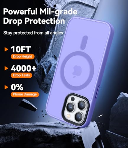 Image of CANSHN Magnetic Compatible with iPhone 15 Pro Max Case [Translucent Matte] [Compatible with Magsafe] Slim Thin Shockproof Protective Bumper Cover Phone Case 6.7 Inch - Light Purple