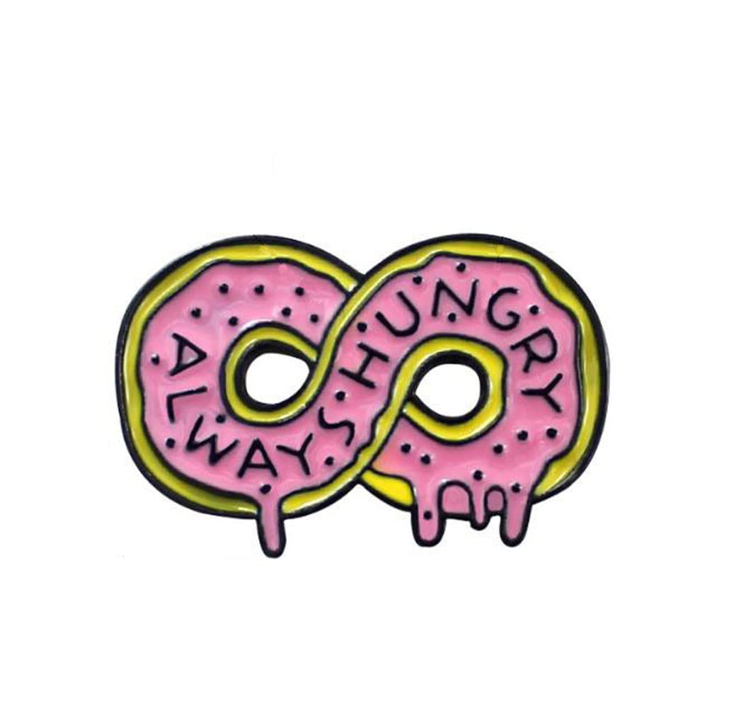 AbonitonAlways Hungry Doughnut Enamel Brooch Pin Infinity Symbol Enamel Pin Cute Food Lapel Pins Badge Accessory for Clothes Hat Bag Backpack
