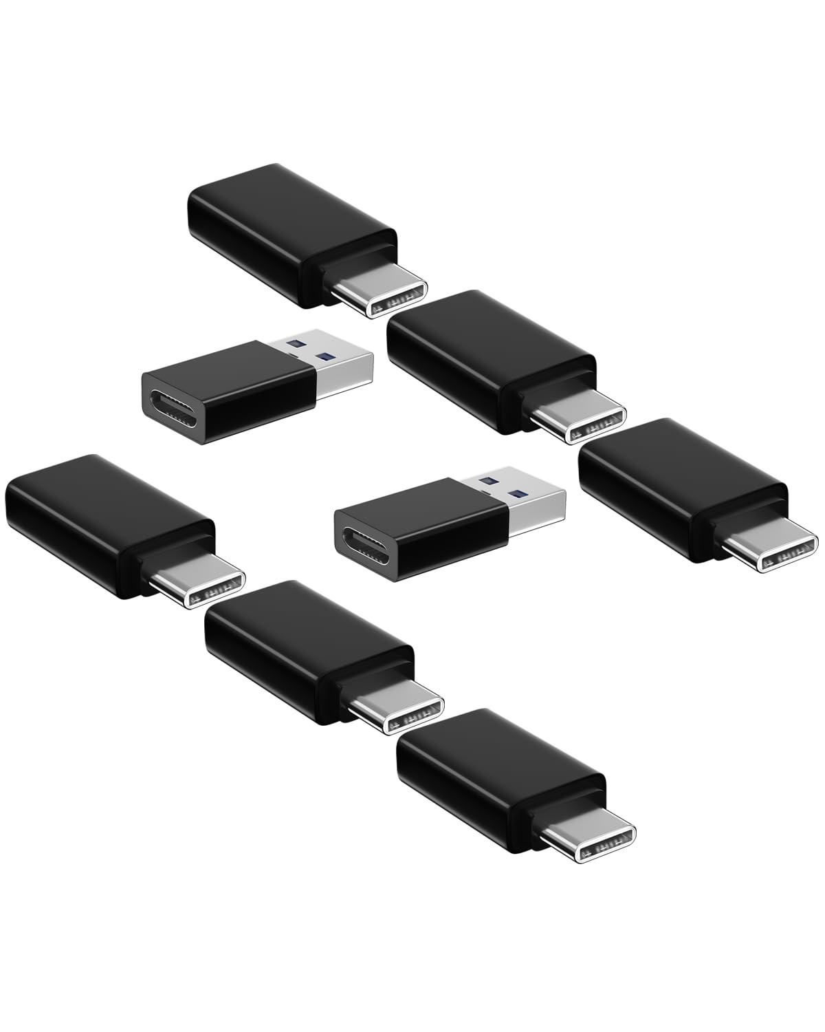ShineeKee USB to USB C Adapter 8 Pack OTG, 4x USB Male to USB C Female & 4x Type C Male to A Female, USB 3.0 High-Speed Data Transfer & Fast Charging for iPhone/Samsung/iPad/Laptop/MacBook etc