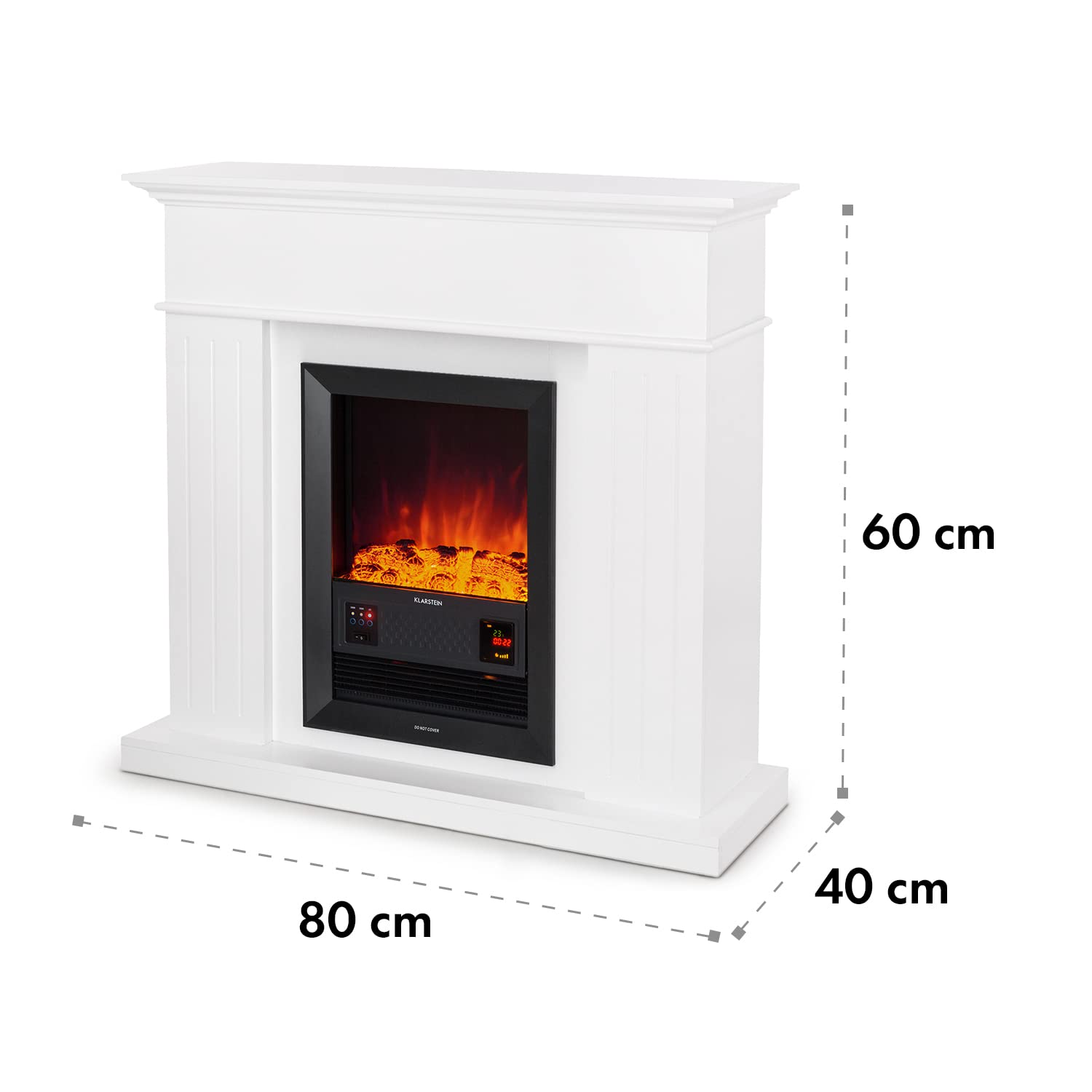 Klarstein Chamonix Camino elettrico retrò nostalgia con termoventilatore (camino da parete sottile 35 cm, 2 livelli di riscaldamento - 2000W e 1000W, simulazione di fiamme) bianco