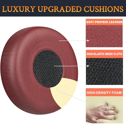 Image of SOULWIT Replacement Ear Pads Cushions for Jabra Evolve 65 /40 /30 /20 Headphones, Earpads for Jabra Evolve 65UC 65MS / 40UC 40MS / 30US 30II / 20SE 20UC 20MS Headset - Evolve 65 PL Burgundy