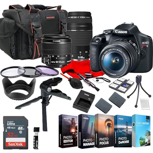 Canon EOS Rebel T7 Kit con doble lente 18-55mm y 75-300mm