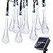 Icicle Solar String Lights,15.7ft 8 Light Modes 20 LED Water Drop Fairy String Lighting for Indoor/Outdoor Patio, Lawn, Garden, Party Decorations (White)