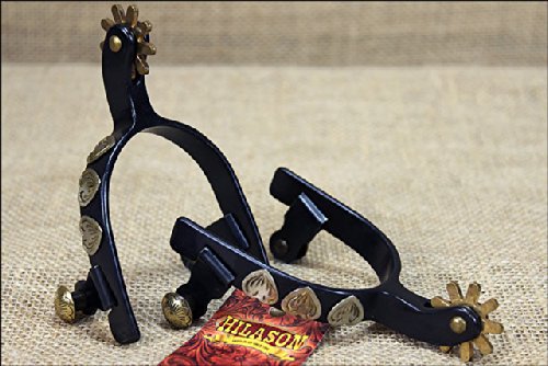 Showman Ladies Youth Black Steel Bumper Rowel Spurs with 2 Small Rowels for Added Kick