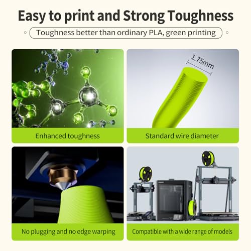Image of PLA Filament 1.75mm Sun Glare Lime Green 1KG, Clog-Free 3D Printer Filament Dimensional Accuracy + /- 0.02mm, 1kg Spool(2.2lbs) 3D Printing Filament Fits for Most FDM 3D Printers