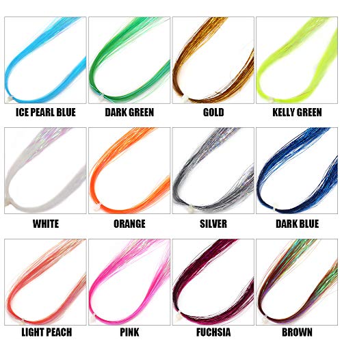 XFISHMAN Fly Tying Materials 12 Colors Krystal Flash Holographic Ripple Flashabou Flies Fishing Lure Making Supplies