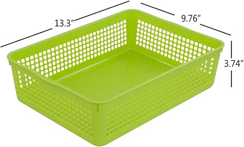 Miniatura 3 de Ponpong Bandeja de almacenamiento de plástico, cesta rectangular de plástico para aula, paquete de 6