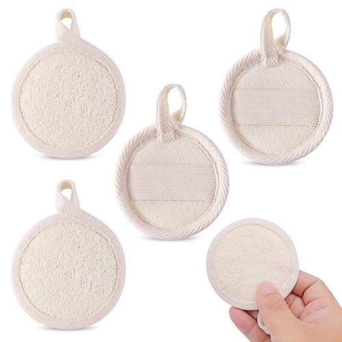 Sibba フェイススクラバー エクスフォリエーター 4ピース フェイシャルメイク落とし スポンジ 角質除去 クレンジング クリーン ミニパッド 角質除去ヘチマ スクラバー バスウォッシュブラシ レディース メンズ スキンケアパック