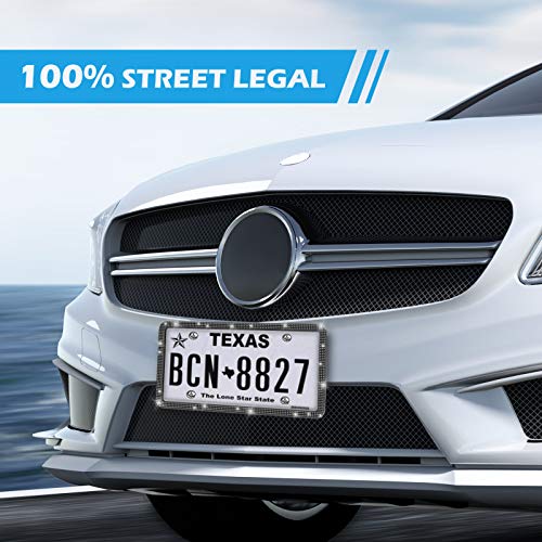 AONKEY Bling License Plate Frame, 2 Pack Black Silicone Diamond License Plate Frames for US Vehicles, Universal Rhinestones Car License Plate Holder, Rattle-Proof & Rust-Proof