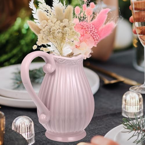 Vase en céramique rose fleurs séchées objet décoratif intérieur design moderne - 5