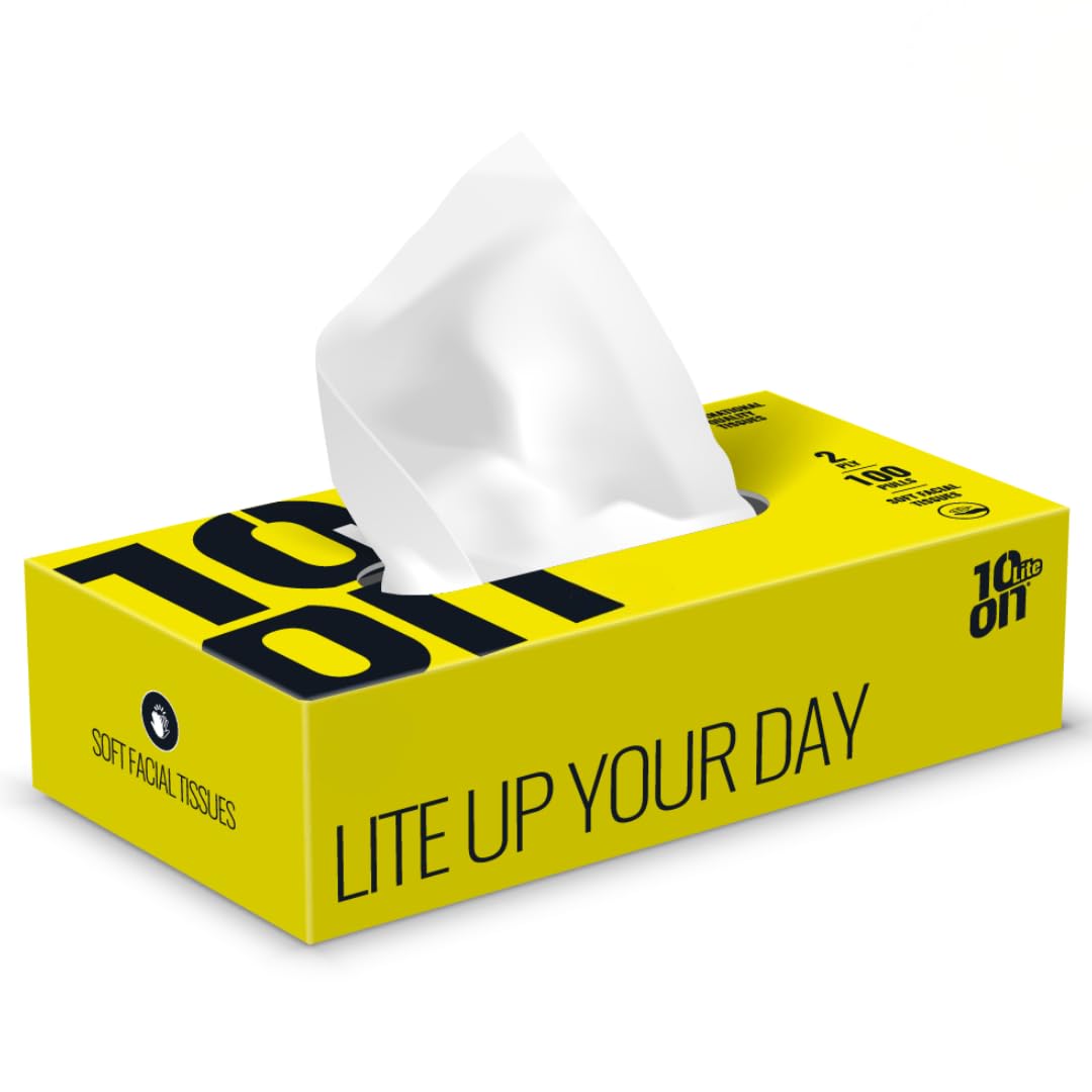 10 on TISSUES, Lite Soft Facial Tissue Box - 2 Ply Napkins,100 Pulls - 18x20 cms (B0B5MYZY1Y) Amazon Price History, Amazon Price Tracker