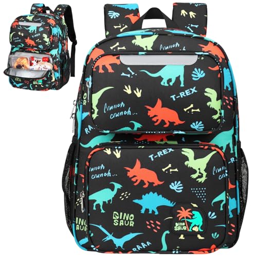 Kids Backpacks & Pencil Case for Boys - Pencil Pouch for Kids Pencil Box Pencil Bag for School School Bookbag for Preschool Kindergarten(Black Dinasour)2
