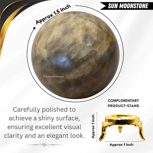 Image of Certified Sun Moonstone Crystal Ball for Meditation - Premium Crystal Vastu Items for Home and Feng Shui Items for Good Luck - Ideal for Pooja Supplies and Spiritual Practices (2 inch Inch)